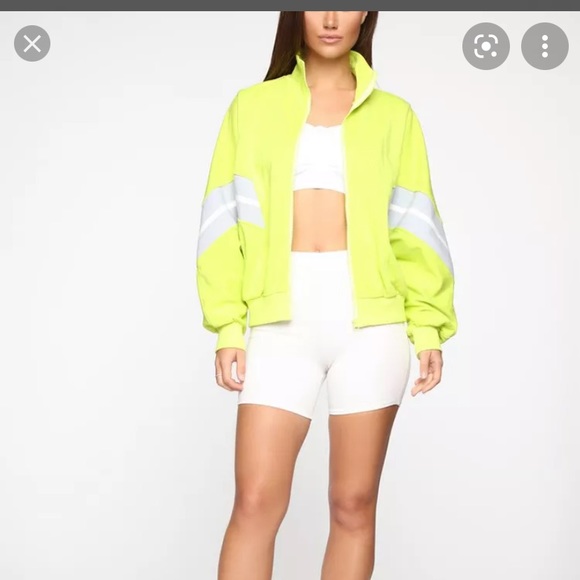NWT Fashion Nova zip up jacket with pockets! LIME - Picture 1 of 8